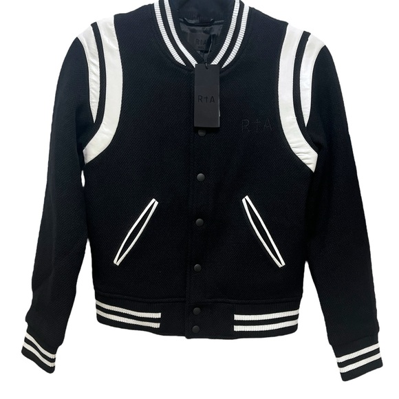 RtA Ophelie Varsity Black White Trim Jacket Size XXS Streetwear Swag Varsity NWT